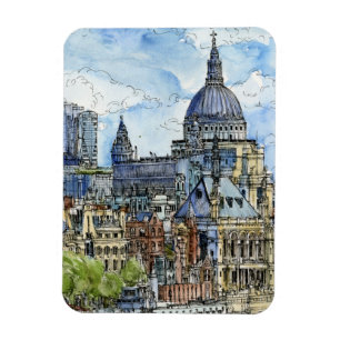 Imán Destinos   Watercolor River Thames Waterfront