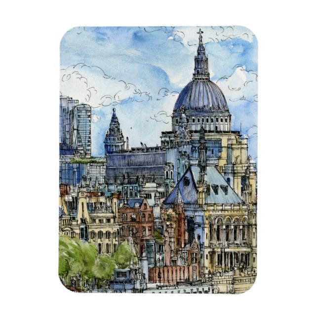 Imán Destinos | Watercolor River Thames Waterfront (Vertical)