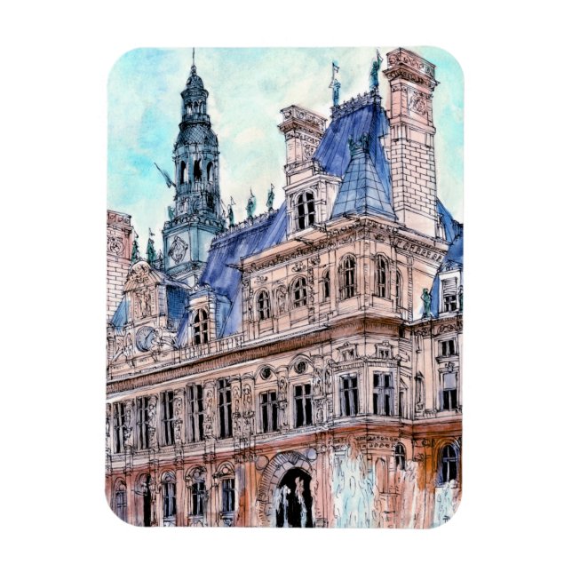 Imán Destinos | WatercolorRustic Hotel de Ville (Vertical)