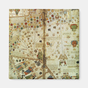 Imán Detalle de un mapa del mundo catalán