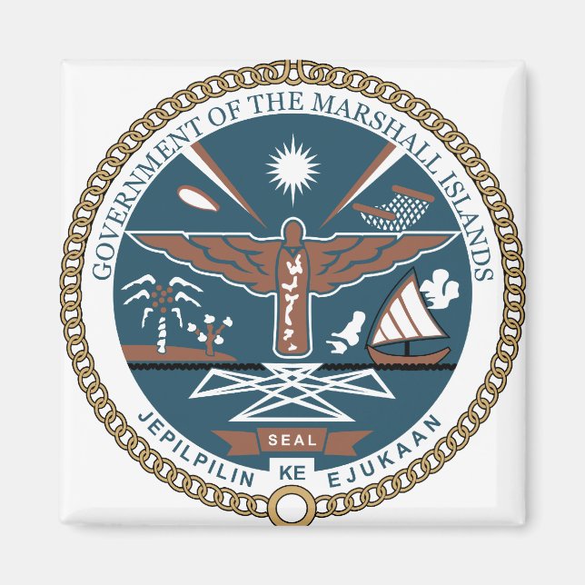 Imán Detalle del escudo de armas de las Islas Marshall (Frente)