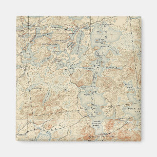 Imán Detalle del lago de Saranac superior del mapa topo