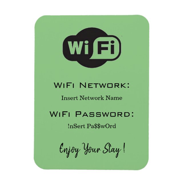 Imán detalles de contraseña de wifi verde (Vertical)