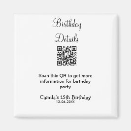 Imán Detalles de la fiesta de cumpleaños de QR scan mod
