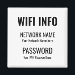 Imán Detalles de WiFi Blanco simple tipo tipográfico ne<br><div class="desc">Una forma práctica de mantener tus detalles de WiFi siempre a disposición de los visitantes de tu casa,  con este Magnet para tu frigorífico,  con una tipografía negra simplista sobre un fondo blanco. Personalice fácilmente con su propia información de red y contraseña.</div>