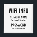 Imán Detalles de WiFi Blanco simple tipo tipográfico ne<br><div class="desc">Una forma práctica de mantener tus detalles de WiFi siempre a disposición de los visitantes de tu casa,  con este Magnet para tu frigorífico,  con una tipografía negra simplista sobre un fondo blanco. Personalice fácilmente con su propia información de red y contraseña.</div>
