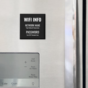 Imán Detalles de WiFi Negro simple tipográfico blanco