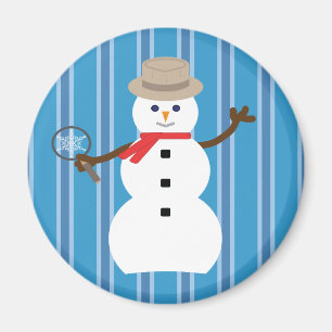 Imán Detective de Snowman azul divertido y divertido