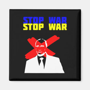 Imán Detener la guerra Anti Putin Cara Bandera Ucranian