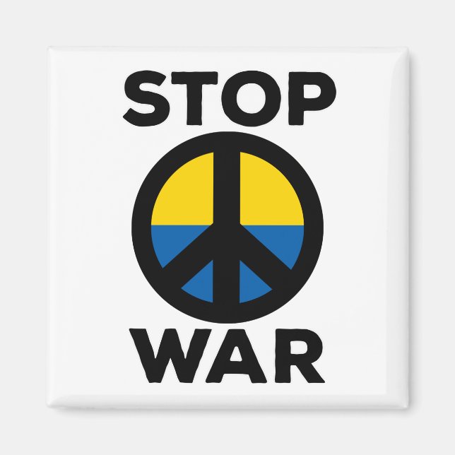 Imán Detengan la bandera de guerra de Ucrania (Frente)