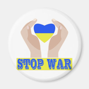 Imán Detengan la guerra: corazón de bandera ucraniana e