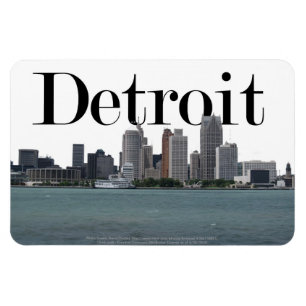 Imán Detroit MI Skyline con Detroit in Sky