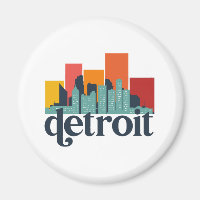 Detroit Michigan City Skyline Retro City