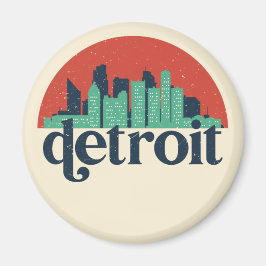 Imán Detroit Michigan City Skyline Retro City