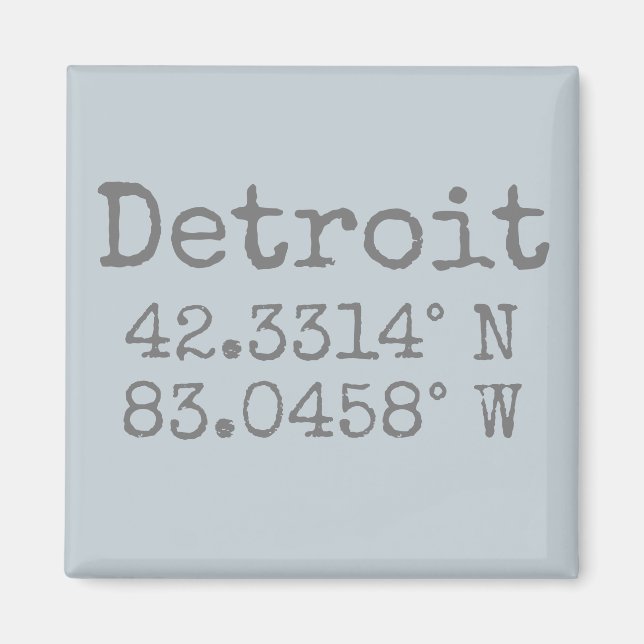 Imán Detroit Michigan Latitude Longitude Keychain (Frente)