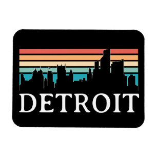 Imán Detroit Michigan Retro Vintage Sunset Skyline