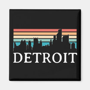 Imán Detroit Michigan Retro Vintage Sunset Skyline