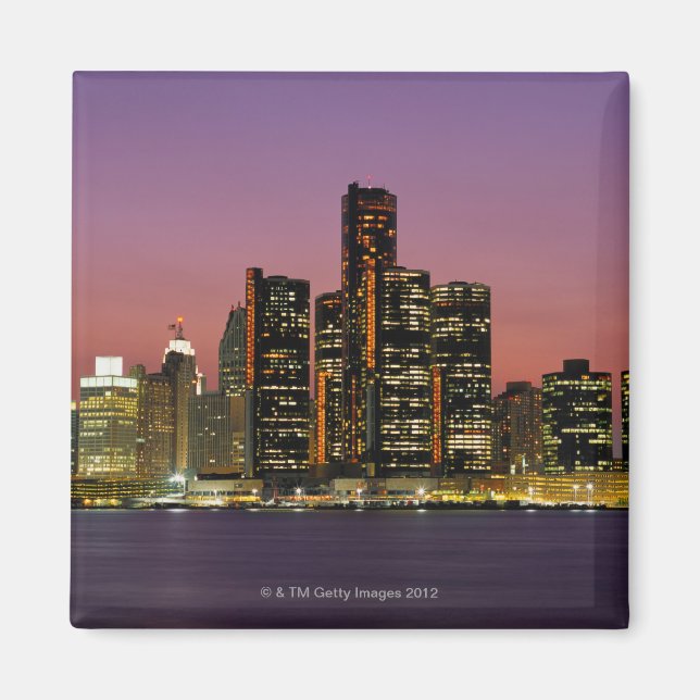 Imán Detroit, Michigan Skyline de noche (Frente)