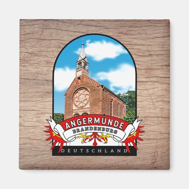Imán Deutschland Angermünde Vintage souvenir (Frente)