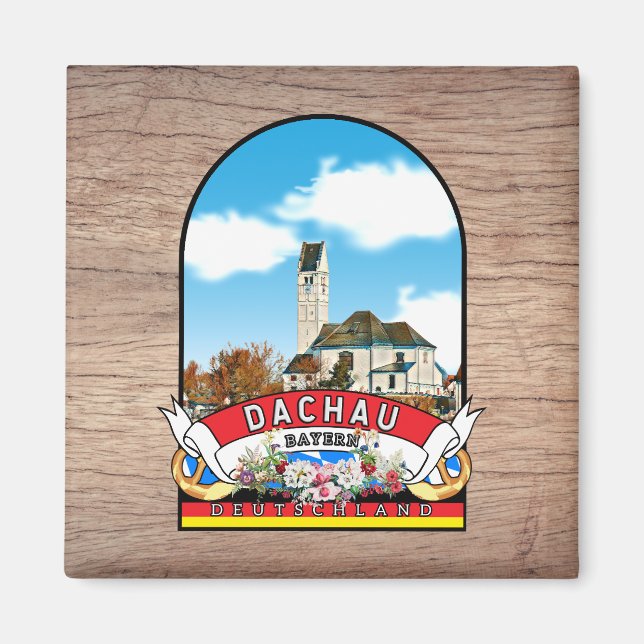 Imán Deutschland Dachau Vintage souvenir (Frente)