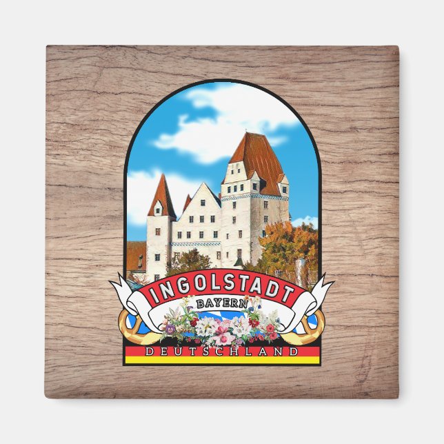 Imán Deutschland Ingolstadt Vintage souvenir (Frente)