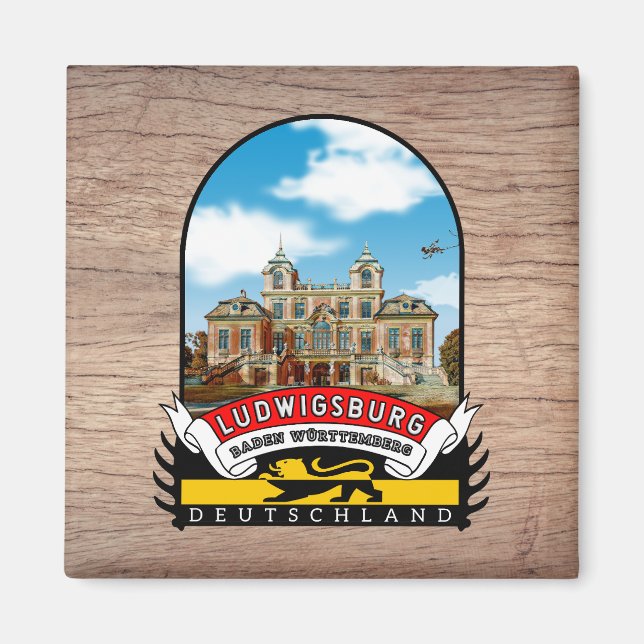 Imán Deutschland Ludwigsburg Vintage souvenir (Frente)
