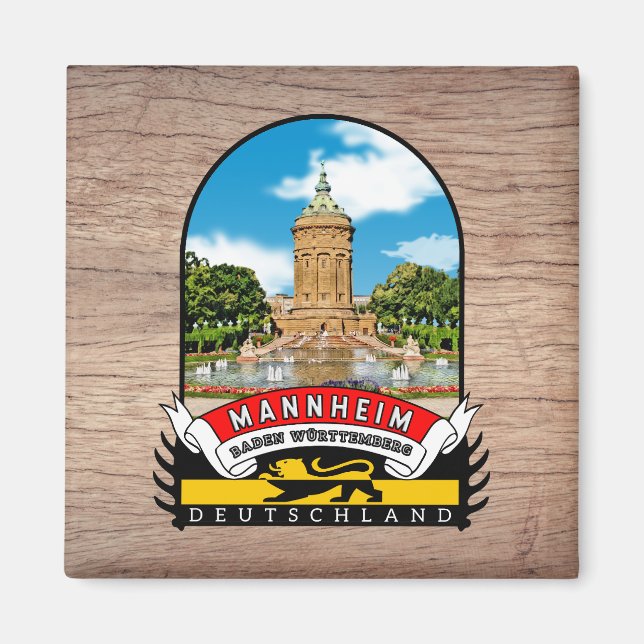 Imán Deutschland Mannheim Vintage souvenir (Frente)