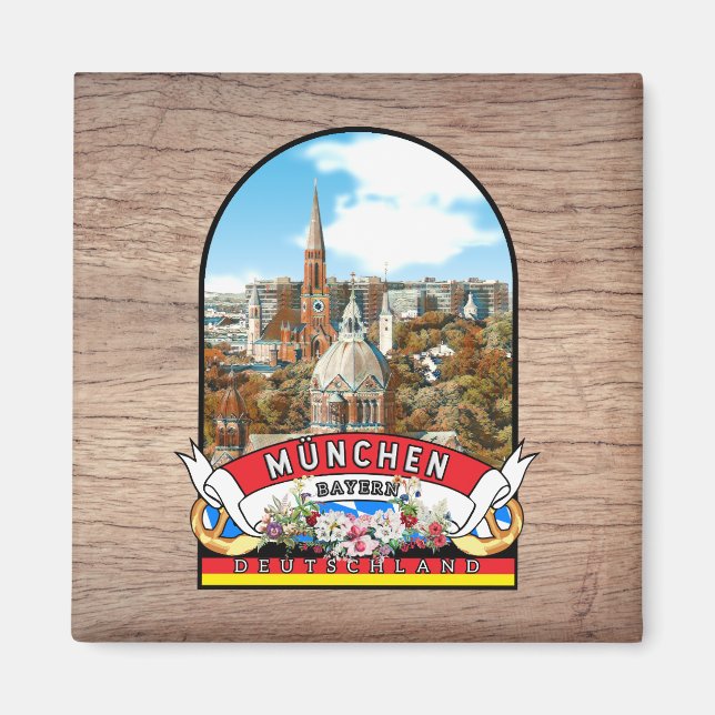 Imán Deutschland München Vintage souvenir (Frente)