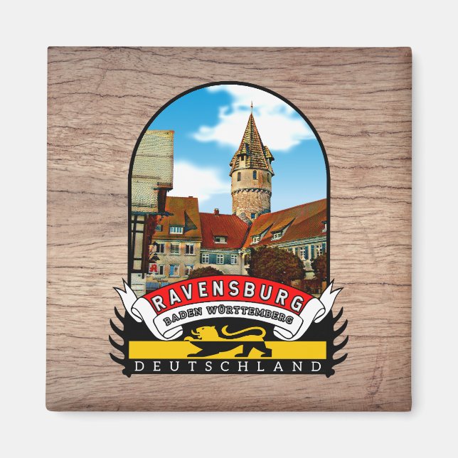 Imán Deutschland Ravensburg Vintage souvenir (Frente)
