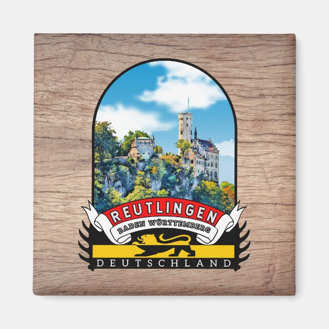 Imán Deutschland Reutlingen Vintage souvenir (Frente)
