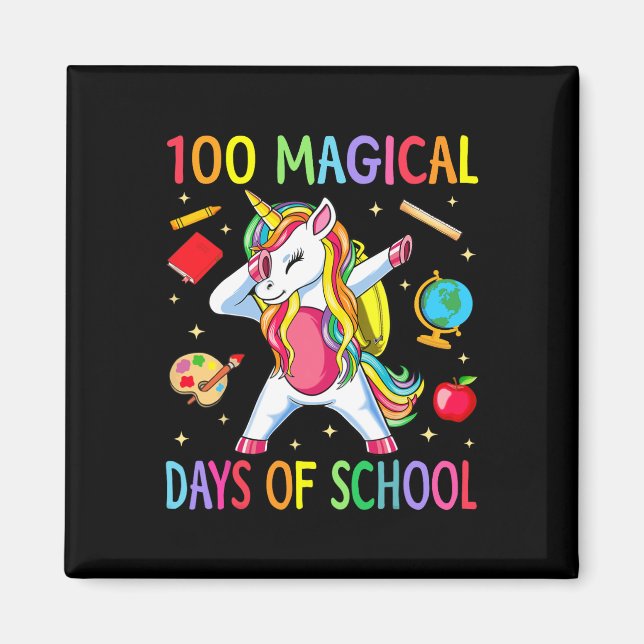Imán Día 100 de la Escuela Unicornio 100 Días Mágicos E (Frente)
