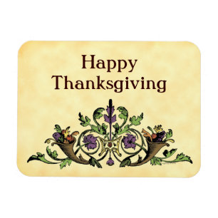 Imán Día de Acción de Gracias Cornucopia Harvest Vintag