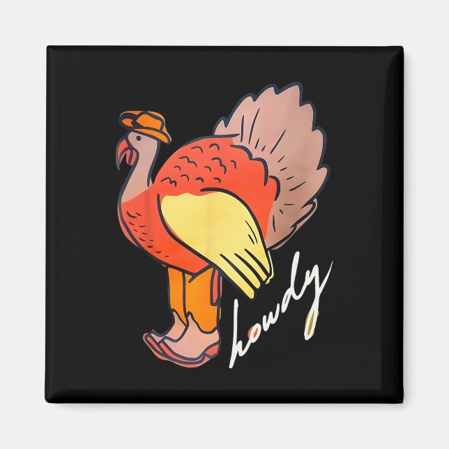 Imán Día de Acción de Gracias Howdy Turquía (Frente)