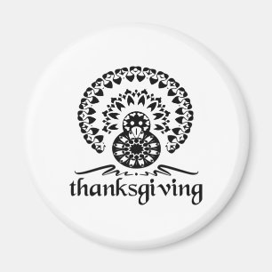 Imán Día de Acción de Gracias Mandala Turkey Boho Arte