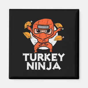 Imán Día de Acción de Gracias Ninja Turkey Funny Fall B