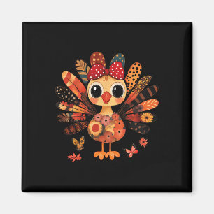 Imán Día de Acción de Gracias Turquía Cute Coquette Bow