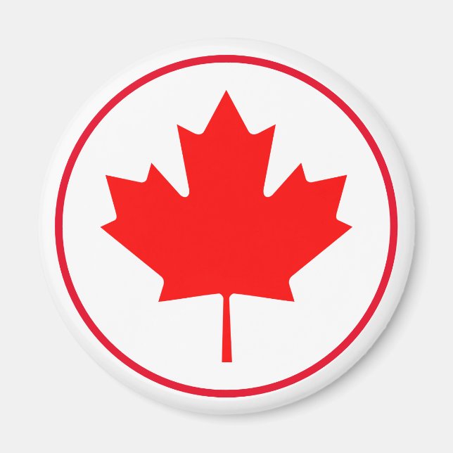 Imán Día de Canadá Hoja de Arce Canadiense Brillante Ro (Frente)