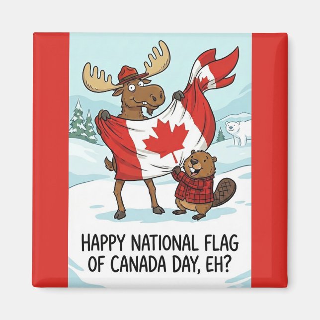 Imán Día de la Bandera Nacional de Canadá Magnet (Frente)