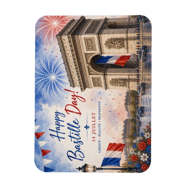 Imán Día de la Bastilla Arco del triunfo París Francia  (Vertical)