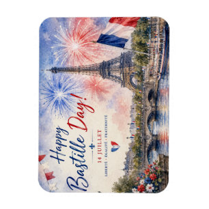 Imán Día de la Bastilla Torre Eiffel río Sena fuegos ar