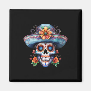 Imán Día De La Calavera Del Azúcar Floral Día De Los Mu