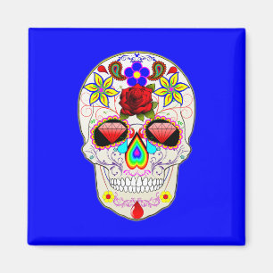 Imán Día de la Calavera del Azúcar Muerto con Rosa de