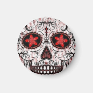 Imán Día de la Calavera del Azúcar Muerto - Fractal Roj