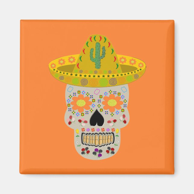 Imán Día de la Calavera Muerta en México (Frente)