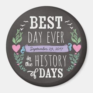 Imán Día de la fecha de la boda de la pizarra el mejor