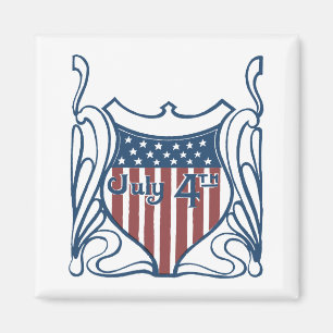Imán Día de la Independencia 4 de julio Escudo Vintage