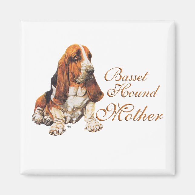 Imán Día de la Madre Basset Hound (Frente)