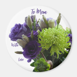 Imán Día de la Madre de Bouquet verde y morado