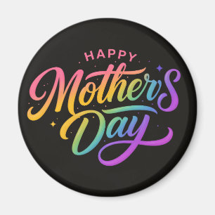 Imán Día de la Madre Feliz Colorido Caligrafía Arcoíris