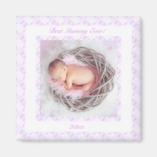 Imán Día de la Madre Lilac Mejor regalo de foto de mamá (Frente)